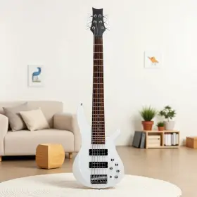 Jt-67425865 Juhomiee Ib 6-string Bass Guitar Set - Hh Pickups Basswood Body Maple Neck White