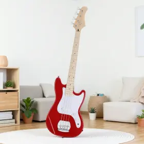 Jt-80985527 Juhomiee 4-string 30ftft P-bass Guitar Set - Single Pickup Maple Neck Basswood Body Red