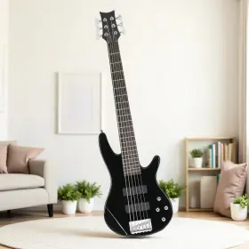 Jt-26596209 Jutoop Ib 6-string Electric Bass Guitar Set - Basswood Black And Enclosed Hh Pickups