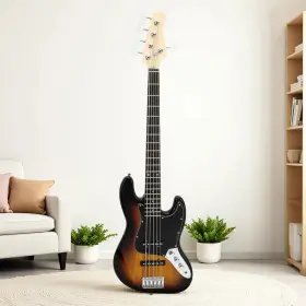 Jt-49632159 Jutoop 5-string Jazz Bass Electric Guitar Set - Basswood Body Ss Pickups And Sunburst