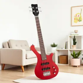 Jt-52563592 Jutoop 4-string Electric Bass Guitar Set - 36-inch Mahogany Body Ss Pickups And Red