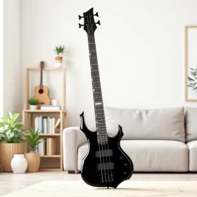 Jt-02648680 Jutrend 4-string Fire Electric Bass Guitar - Basswood Black Enclosed Hh Pickups And Amp