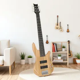 Jt-62058892 Jutrend Ib 6-string Electric Bass Guitar Set - Basswood Natural And Enclosed Hh Pickups