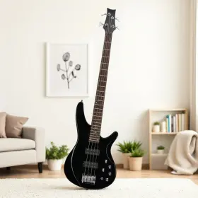 Jt-93617569 Jutrend Ib 4-string Electric Bass Guitar Set - Basswood Body Black And Open Hh Pickups