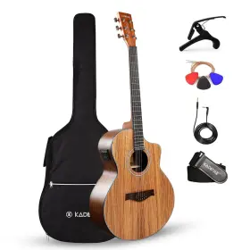 A05eqn Kadence 904366712527 Electric Acoustic Guitar Zebra Wood - Semi Inbuilt T