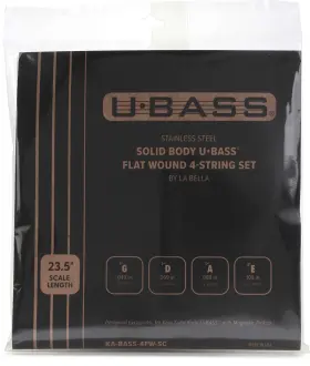 Ka-bass-4fw-sc Kala Stainless Steel Solidbody U-bass Flatwound 4-string Set - .049-.109