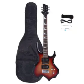 Kcelarec 762102127787 36 Inch Beginner Flame Shaped Electric Guitar Starter Kit W Bagshoulder Strap