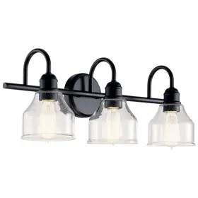 Kichler 783927026468 Avery 24 Inch 3-light Bathroom Vanity Light In Black With Clear Seeded Glass