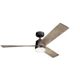 Kichler 783927559911 Spyn 52 Inch Ceiling Fan With Led Lights In Anvil Iron 3-blade Contemporary