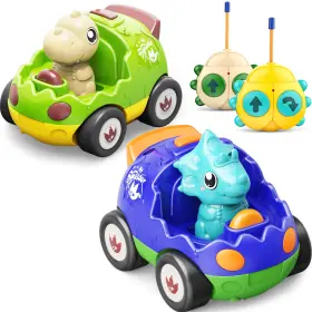Kidz-sku-gb-mlo9c5uq-h5hzrldg Kidz Do 2 Pack Dinosaur Rc Cars For Toddlers Ages 2-5 Music Lights Green Blue