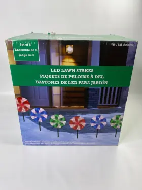 Kirkland 689720599300 Peppermint Led Lawn Stakes Set Of 6 New In Box