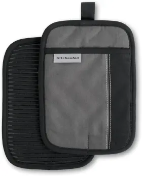 Kitchenaid 445041325348 Beacon Two-tone Pot Holder 2-pack Set Contour Silver/matte Black 7 Inch