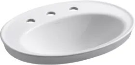 Kohler 087206793646 Serif Drop-in Bathroom Sink With 8 Inch Widespread Faucet Holes