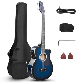 Guitar-325 Ktaxon 4 String Acoustic Bass Guitar Full Size Kit With Portable Bag