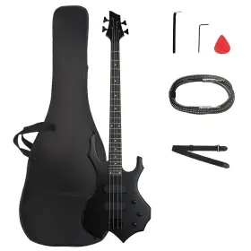 Guitar-360 Ktaxon Guitar Burning Fire Style Bass Set With Portable Bag Premium Cable Adjustab