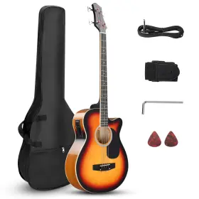 Guitar-508 Ktaxon 4 String Acoustic Bass Guitar Full Size Kit With Portable