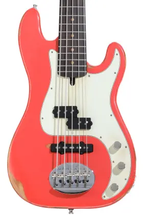5564pjusc-rm-fr-rlc Lakland Usa Classic 55-64 Pj 5-string Bass Guitar - Aged Fiesta Red Sweetwater