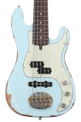 5564pjusc-rm-sb-rlc Lakland Usa Classic 55-64 Pj Aged Bass Guitar - Sonic Blue Sweetwater Exclusive