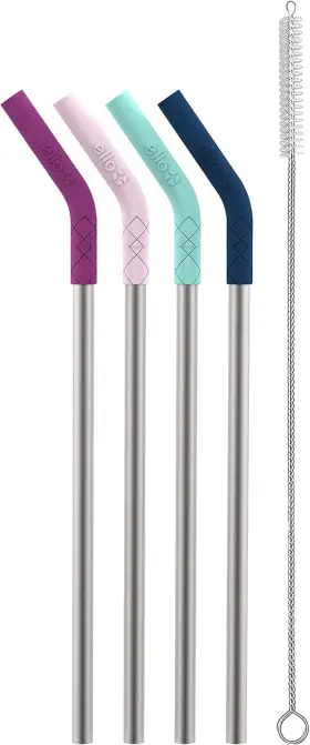 499-4289-914 Leapfrog Brands Ello Impact 4 Pack Reusable Metal Straws With Silicone Tips Made From Stainless