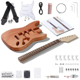 Leo Jaymz 614024796896 Diy St Style Electric Guitar Kits With Mahogany Body And Maple Neck - Ebony F