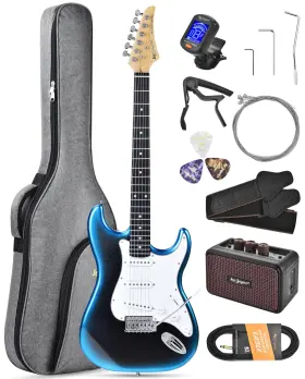 Leo Jaymz 756709152570 Beginner Electric Guitar 39 Inch Kit With Portable Amplifier Padded Gig Bag Dig