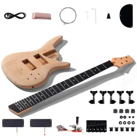 Leo Jaymz 765279842286 Diy Electric Bass Guitar Kits Beginner Kits- Roasted Ash Body Roas