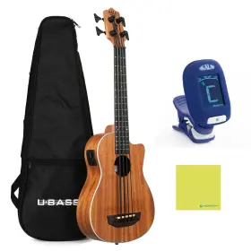Liquid Audio 810139693628 Kala U-bass Scout Fretted Acoustic Electric Ubass Bundle With Ka