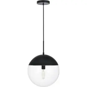 Living District 818274538446 Eclipse 1-light Metal Pendant In Black And Clear