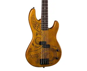 Luna Guitars 819998179991 Tattoo 34 Inch Long Scale Electric Bass Guitar - Satin Natural Used
