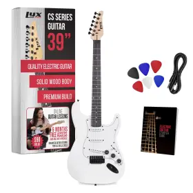 Lyxegst39w Lyxpro Cs 39 Inch Electric Guitar Kit For Beginner Right Handed White