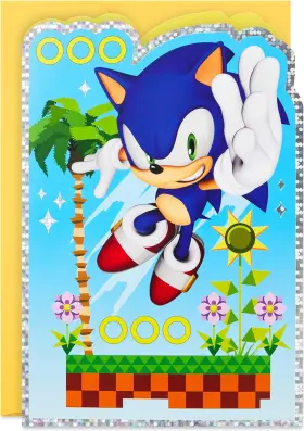 5rzb2284 Marketing Company Llc Office Sega Sonic The Hedgehog Birthday Card For Kids Teens Video Gamers
