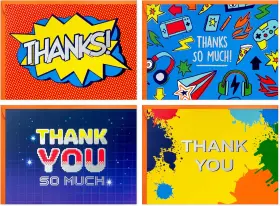 5stz1339 Marketing Company Llc Office Comic Book And Video Game Thank You Note Assortment 24 Blank Cards With Envelop