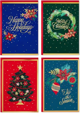 5xpx1010 Marketing Company Llc Office Boxed Christmas Cards Assortment Festive Foil 40 And Envelopes