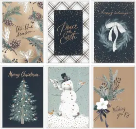 5xpx2485 Marketing Company Llc Office Rustic Christmas Card Set Box Of 24 With Envelopes Snowman Wreath And Winter Ar
