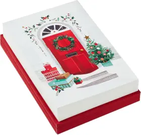 5xpx2687 Marketing Company Llc Office Boxed Christmas Cards Delivering Joy 40 And Envelopes Red Front Door