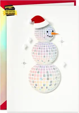 5xxh8054 Marketing Company Llc Office Signature Holiday Card Disco Ball Snowman