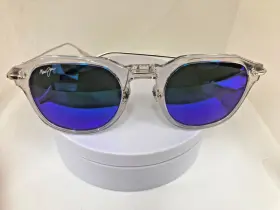 B837-05 Maui Jim New Luxury Collection Blue Alika Crystal Titanium Silver 529