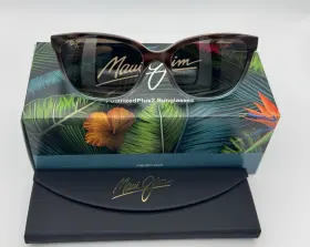 Hs758-22b Maui Jim Honi - Sandstone With Blue Frame / Hcl Bronze Lens