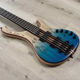 040220211 Mayones Guitars Viking 5 5-string Bass Transparent Dirty Ash Fade Up Blue Matt