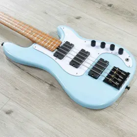Th4-reb Mcgrath Guitars Thunderhorse Iv Bass Roasted Flame Maple Neck Emgs Robins Egg Blue