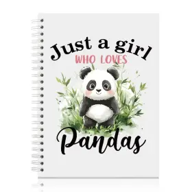 Vjsb054 Mhfpl Just A Girl Who Loves Pandas Spiral Notebook Cute 6.3x8x0.5 White