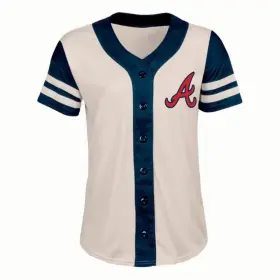Mlb 199268746215 Atlanta Braves Womens Antique White Jersey - M