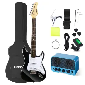 Mosen Music 974012228247 39in Full Size Beginner Electric Guitar Starter Kit
