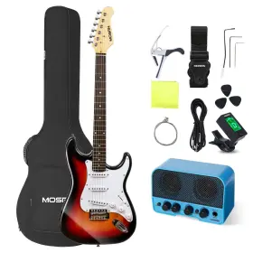 Mosen Music 974012228254 39in Full Size Beginner Electric Guitar Starter Kit