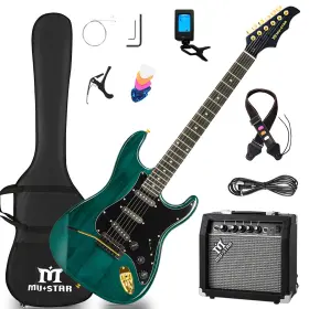6010110-100 Mustar Electric Guitar Kit With 25w Amplifier 39 Inch Full Size Solid Wood
