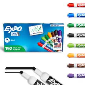 2003995 Newell Rubbermaid Office Expo Dry Erase Markers Low Odor Assorted Colors Chisel Tip 192 Count