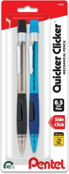 Pd345bp2-k6 Of America Ltd. Quicker Clicker Automatic Pencils 0.5 Mm Smoke Barrel Pack 2