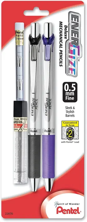 Pl75lebp2 Of America Ltd. Energize Automatic Pencil With Lead And Erasers 0.5mm Assorted 2 Pack Pl75le