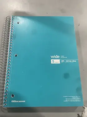Office Depot 008678743489 Wirebound Notebook 8 Inch X 10-1/2 Wide Ruled 180 Sheets - Teal