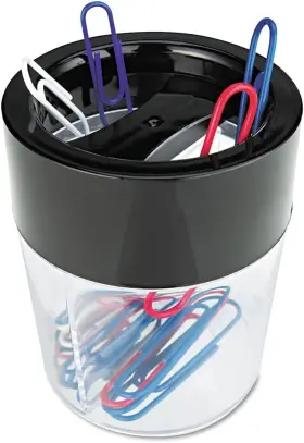 Unv08126 Office Products Two-compartment Plastic Magnetic Clip Dispenser - Black